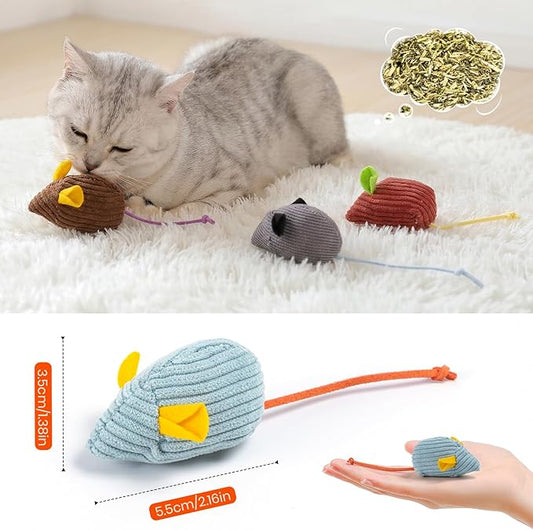8Pcs Catnip Cat Mice Toys Interactive Mouse Cat Toy for Indoor,Adult & Kitten Cat Toys for Playing, Chewing & Teeth Cleaning