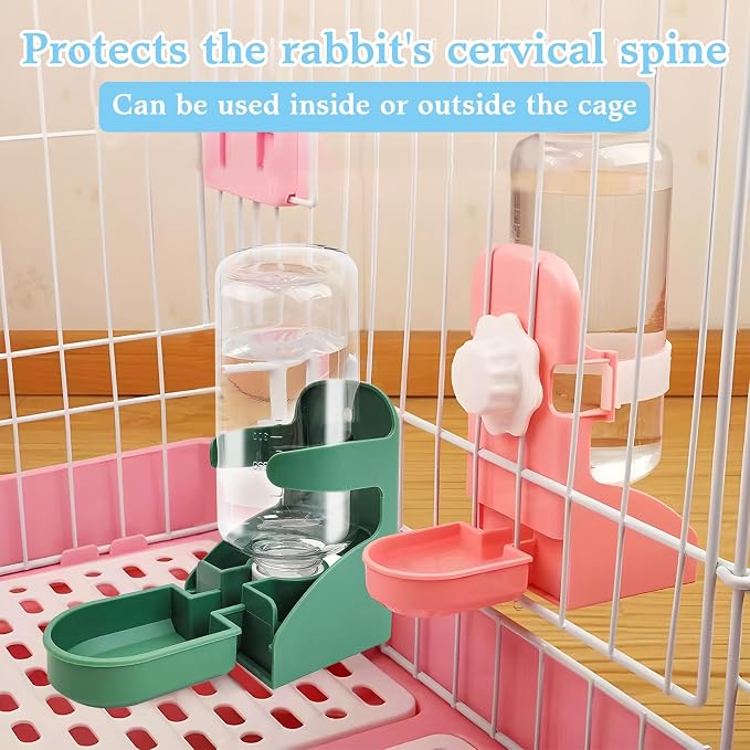 kathson Rabbit Water Dispenser for Cage 17 Oz Hanging Guinea Pig Water Bottle No Drip Gravity Automatic Bunny Water Bottle No Leak Small Animal Water Bottle for Chinchilla Ferret Hamster(White)