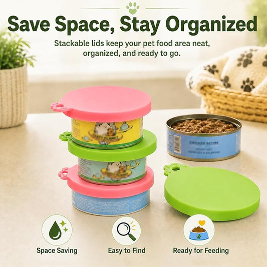 Lydia’s Deal Pet Food Can Covers 2-Pack, Universal Size – One Lid Fits 3 Pet Food Can Sizes (3oz/5.5oz/12oz), Airtight Silicone Lids, BPA-Free & Dishwasher-Safe for Dog & Cat Food Cans (Pink+Green)