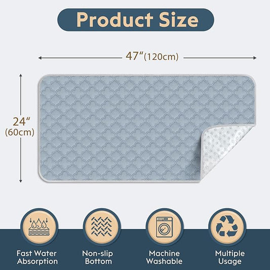 FunFurry Washable Guinea Pig Cage Liner - 4 Pack Reusable Washable Pee Pads,Waterproof Guinea Pig Bedding for Small Animal - Rabbit Bunny Hamster Puppy (Light Grey, 24" X 47" - 4 Pack)