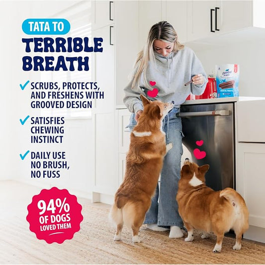 Dental Fresh Dental Treats for Medium Dogs, Vet-Formulated Teeth Cleaning Dental Sticks to Help Reduce Plaque and Tartar and Freshen Breath, 26 Count Brush Free Dental Chews for Dogs 26 to 49 lbs