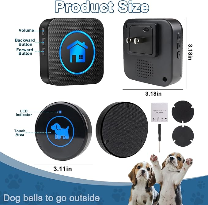 Dog Door Bell 2026 Enhanced Touch, Wireless Doggie Doorbell for Potty Training to Go Outside, IP65 Waterproof, 1000ft Range, 55 Melodies, 5 Modes & Adjustable Volume, 1 Buttons