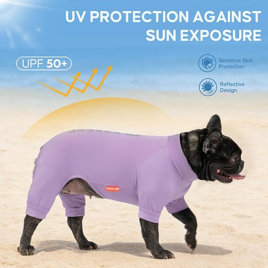 KYEESE UV Protection Dog Shirt, UPF 50+ Cooling Summer Jumpsuit for Small Dogs, Breathable Reflective Shedding Control Dog Sun Shirts, Quick-Dry Dogs Onesie Puppy Clothes, Purple, S