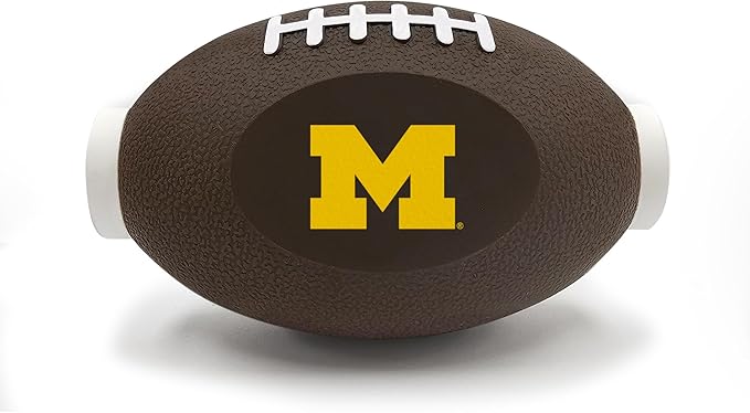 Pets First NCAA Michigan Wolverines Football Treat Dispensing Toy for Dogs and Cats, Rubber Ball Pet Toy, Interactive Fun Doggie Treat Toy, Natural Rubber Feeding Toy (MI-3622)