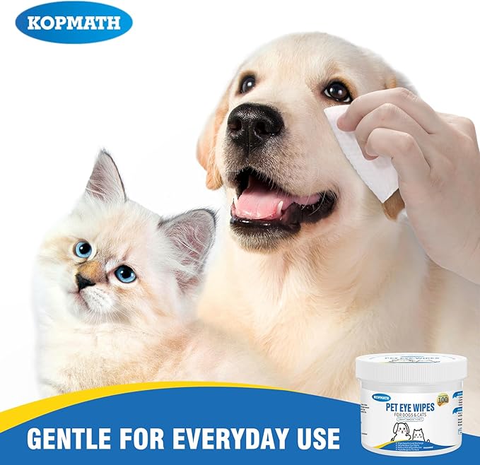 Dog Eye Wipes, Tear Stain Wipes for Dogs, Big & Thick Cat Eye Wipes for Dogs, Mild Ingredient,Texturized & Presoaked Pet Eye Cleaner Pad for Discharge Crust Booger,100 Ct,Unscented