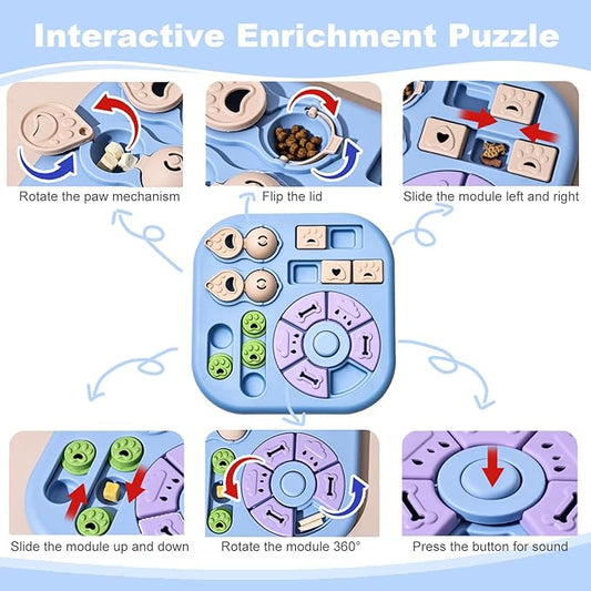 Dog Puzzle Toys for Smart Dogs, Cognitive Dog Toys & Interactive Enrichment Puzzle Feeder, Squeaky Treat Dispenser for Mental Stimulation & IQ Training to Keep Them Busy, for Small Medium Dogs