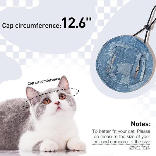 QBLEEV Cat Hats for Cats Only, Sphynx Hat with Ear Hole, Summer Cowboy Hats | Breathable kitten headwear mini sun sombrero caps, pet chihuahua sunscreen baseball outdoor climbing cap for birthday party