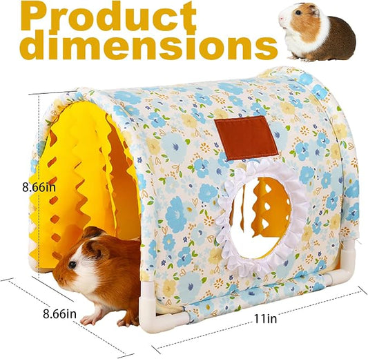 Guinea Pig Hideout Tunnel - Bunny Hideout, Machine Washable Guinea Pig Hide Tent Houses & Habitats,Guinea Pig Accessories for Hamster/Chinchilla/Dwarf Rabbit- Playing Resting(Yellow Tunnel)