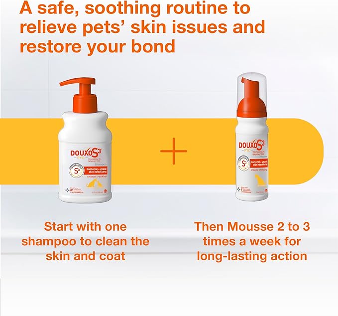Douxo S3 Pyo Shampoo, Contains 3% Chlorhexidine & 0.5% Ophytrium, Antiseptic & Hydrating, For Bacterial or Yeast Skin Infections, For Dogs and Cats, 6.7 fl. oz. (200mL)