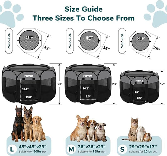 Dog Cat Playpen, Portable Small Animal Playpen Crate Indoor for Dogs Cats Rabbits, Foldable Guinea Pigs Bunny Cage Enclosure Outdoor, Pop Up Dogs Cats Tent Kennel with Carrying Case, Dark Grey