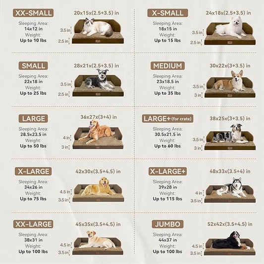 MEKIY Orthopedic Dog Sofa Bed with Bolster for Small Dogs Cats | Pillow Support for Neck Relief, Egg Crate Foam, Waterproof Liner, Anti-Slip Bottom, Removable Bolster Cover, 20 x 15 Inch