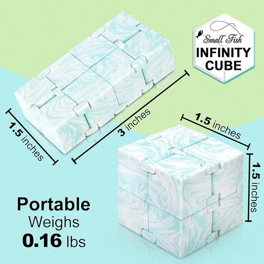 SMALL FISH Infinity Cube Sensory Fidget Toy, Sensory Tool EDC Fidgeting Game for Kids and Adults, Cool Mini Gadget Best for Stress and Stress Relief, Hand-Held Fidget Toy (Marble)
