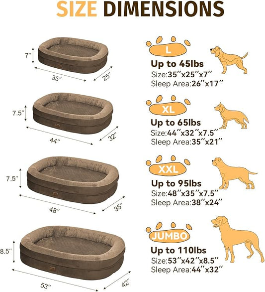 Orthopedic Dog Bed for Medium Dogs, Waterproof Dog Bed with Removable Bolsters, Egg Crate Foam Pet Couch for Medium Size Dog with Machine Washable Cover & Non-Slip Bottom, Coffee