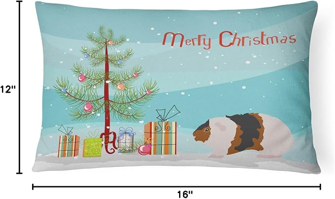 Caroline's Treasures CK4448PW1216 Teddy Guinea Pig Merry Christmas Canvas Fabric Decorative Pillow Machine Washable, Indoor Outdoor Decorative Pillow for Couch, Bed or Patio, 12HX16W
