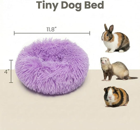 Guinea Pig Bed 11.8 Inch for Small Animal,Washable Small Animal Beds,Hideout Soft & Comfortable Donut Bed for Dwarf Rabbits/Hamster/Hedgehog/Ferrets,Purple