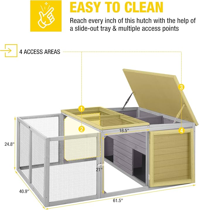 Aivituvin Rabbit Hutch Outdoor Large, Bunny Cage Indoor for 2 Rabbits, Poultry Playpen Duck Cage Playpen for Small Animals with Easy to Clean PVC Layer