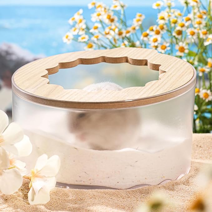 Marchul Hamster Sand Bath Container, Hamster Sand Bath Box with Cleaning Scoop, Transparent Hamster Bathtub Bathroom Toilet, Easy to Clean, Hamster Litter Box for Dwarf Hamster, Syrian Hamster, Gerbil