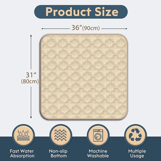 FunFurry Washable Pee Pads for Dogs - 2 Pack Reusable Pee Pads,Waterproof Puppy Pads,Pet Training Pads,Super Absorbent with Dog Paw Shape Non-Slip Backing (Cream, 31" X 36" - 2 Pack)