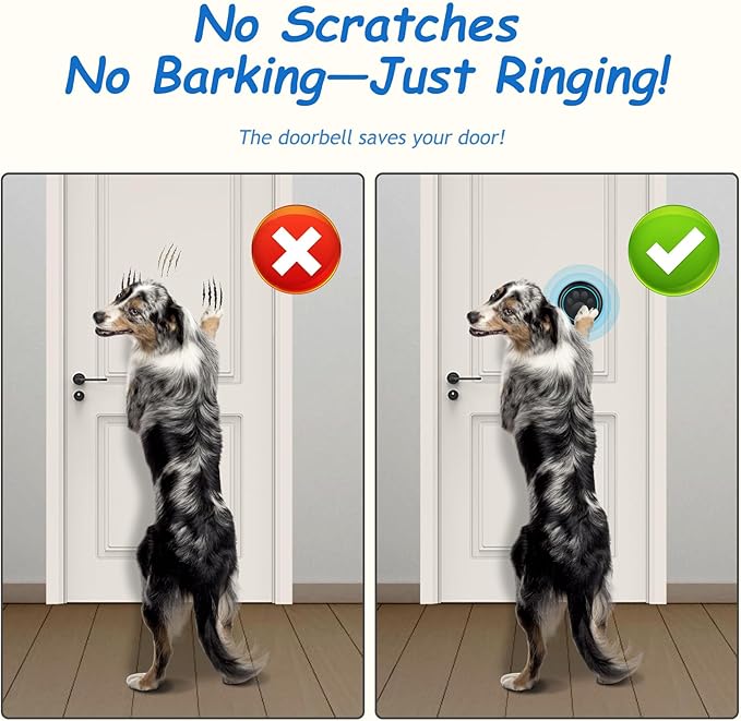Soft Ring Blk Dog Bells to Go Outside - Wireless Dog Door Bell with 1000ft Range, 60 Melodies, LED, Waterproof Potty Training Bell for Dogs - Dog Door Bells for Potty Training(1 Bell & 1 Receiver)