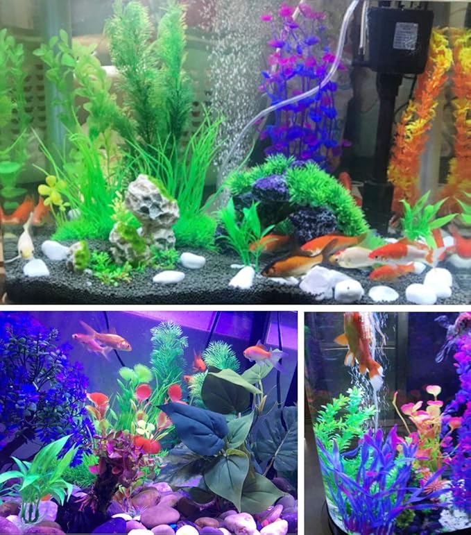 CousDUoBe Artificial Aquatic Plants 11 Pcs Small Aquarium Plants Artificial Fish Tank Decorations,Used for Household and Office Aquarium Simulation Plastic Hydroponic Plants
