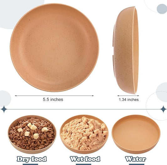 Tioncy 24 Pcs Cat Food Bowl 5.5'' Fatigue Relief Shallow Cat Food Dish Wide and Small Pet Wet Plate Wide Stray Wet Feeding Bowl for Ferrets Feral Short Legged Kitten, Wheat Straw(Three Color,Classic)