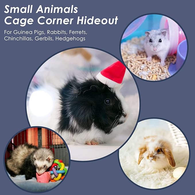 Linkidea Cage Corner Hideout, Pets Forest Corner Hideout for Guinea Pigs, Rabbits, Ferrets, Chinchillas, Gerbils, Hedgehogs, Small Animals Habitat Décor (Gray)