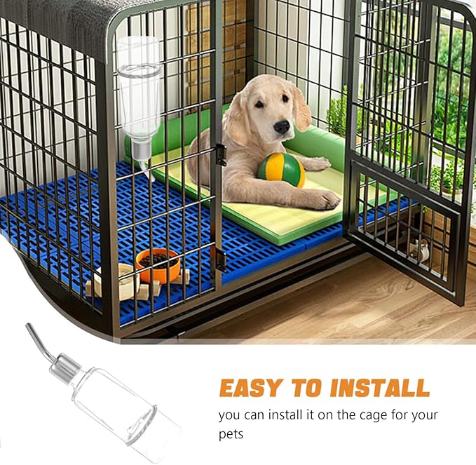 Small Pet Water Feeder 8.26In Automatic Leakproof Hanging Water Bottle for Rabbits Hamsters Guinea Pigs Chinchillas Easy Cage Installation