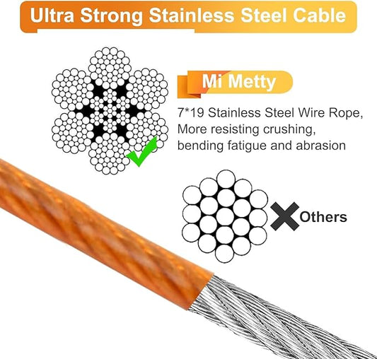 Tie Out Cable for Dogs,10/20/30/50/100FT Dog Leads for Yard Chew Proof,Heavy Duty Tie Out Cable for Large Dogs Up to 125lbs,Dog Runner Tether (Orange, 125Ibs 10ft)