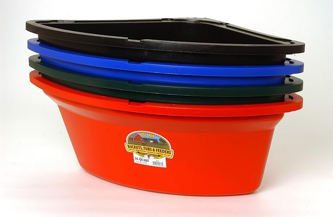 Little Giant Plastic Corner Feeder Bucket (Black) Durable & Useful Space Saving Corner Feed Trough (26 Quart) (Item No. PCF6BLACK)