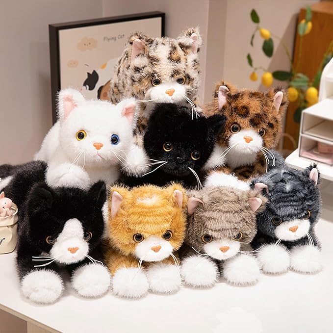 PEACH CAT Cat Stuffed Animal 12" Realistic Kitten Plushies Soft Plush Toys Gifts for Kids White