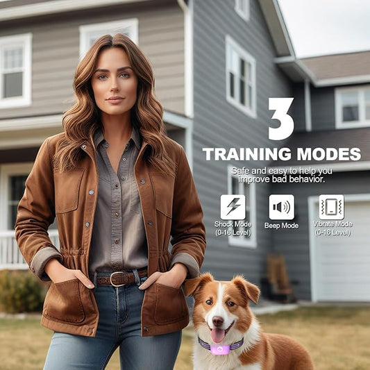 Dog Traning Collar - 2600FT Shock Collar for Dogs with Remote Control, IP68 Waterproof 3 Modes (Beep/Vibration/Shock) Ecollar, Security Lock for Large Medium Small Dogs, Purple