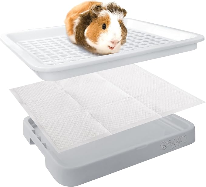 Generic Guinea Pig Toilet, Small Animal Potty Trainer Corner, Square Rat Litter Bedding Box with Small Broom, Dustpan, Small Pet Litter Toilet for Guinea Pigs, Chinchilla, Ferret,Galesaur…