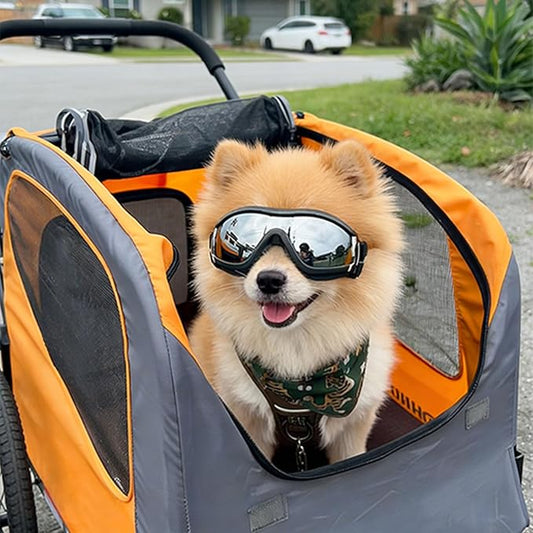 Enjoying Dog Sunglasses for Small Dogs, UV Protection Pet Goggles for Small Dog Breeds, Windproof Dust-Proof, Little Dog Eye Protection for Outside Cycling Driving, Adjustable Straps, Black