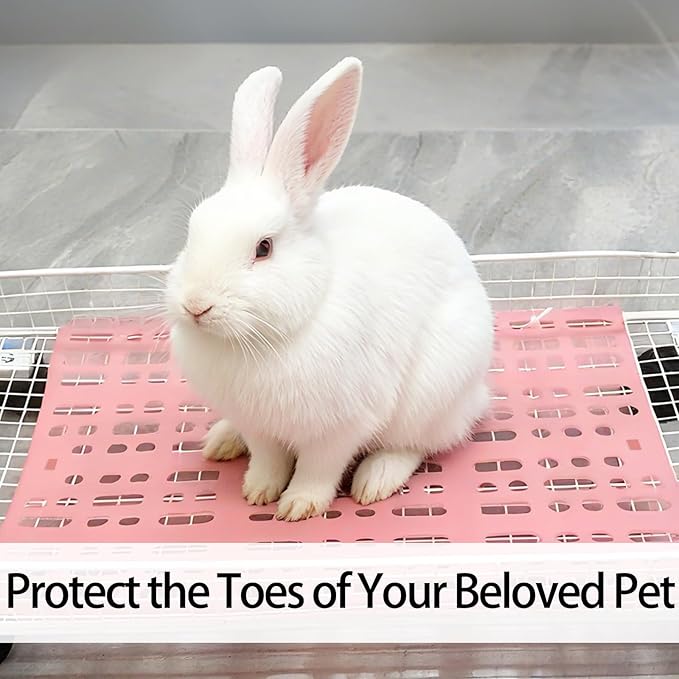 18 Pack Plastic Rabbit Cage Mat, Bunny Resting Mats for Cage with Snap Joint, Breathable Small Animal Feet Pads for Guinea Pigs, Chinchilla, Pet - White, Blue, Pink