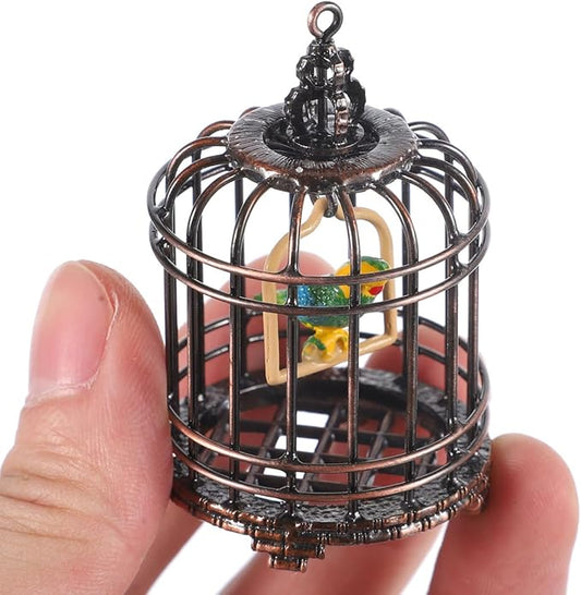BESTonZON Mini Birdcage Ornament 1 12 Scale Small Dollhouse Bird Cage Tiny House Decoration for Miniature Gardens and Toy Accessories