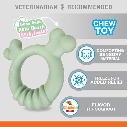 Nylabone Sensory Material Soothing Puppy Chew Toy Ring, Toys for Teething Puppies, Chicken Flavor, Small - Up to 25 lbs, 1 Count