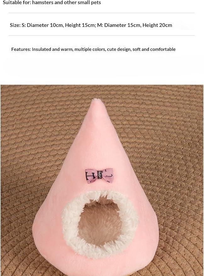 2 Packs Small Animal Warm Hideout, Washable Indoor Pet Shelter, Cage Accessory for Hedgehog, Squirrel, Guinea Pig, Hamster & Multi-Pets (C,M:15X15X20CM)