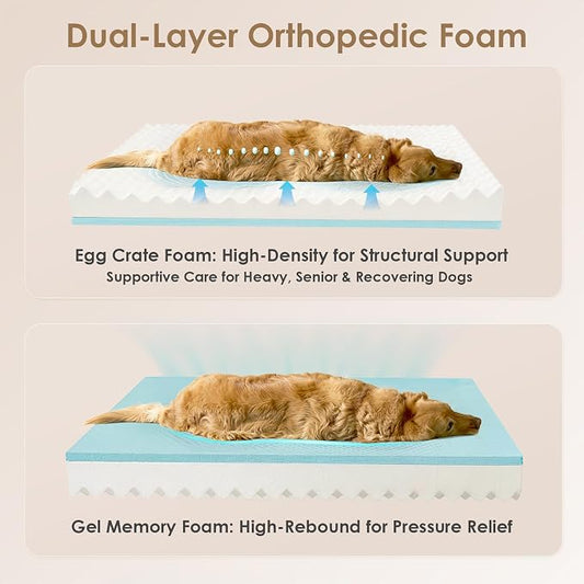 EHEYCIGA Orthopedic XL Dog Bed for Large Sized Dog, 42x30 Inch Extra Large Memory Foam Dog Couch Bed with Sides, Waterproof Liner & Washable Removable Cover, Bolster Pet Sofa, Navy