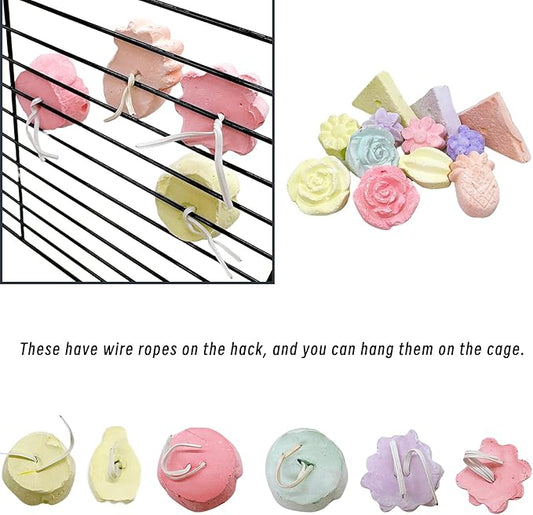 Tfwadmx Lava Block Chew Toys 12 Pcs Teeth Grinding Pet Block Pumice Calcium Stone Wood Sticks Toy for Chinchilla Hamster Mouse Squirrel Bunny or Other Small Animal