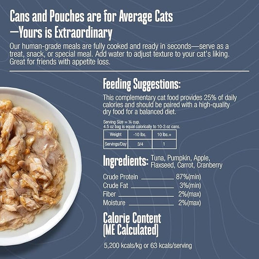 Whole Life Cat Freeze Dried Cat Food - Human-Grade Wet Food Toppers, Snacks & Lickable Treats, Instantly Hydrating Natural Broth Just Add Water - Shredded Tuna, 4.5 Oz
