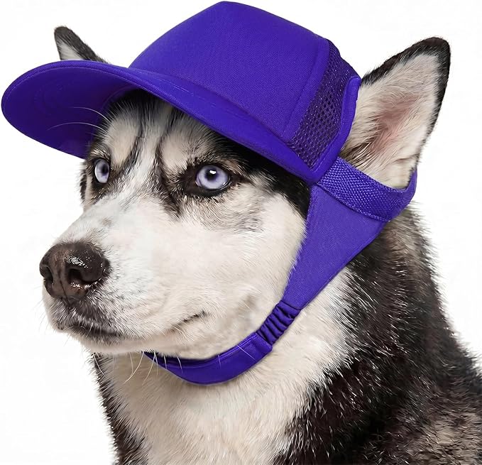 Tuff Pupper Dog Baseball Cap | UV Protection Dog Sun Hat | Breathable Lightweight Design | Secure Adjustable Chin Strap | Quick-Dry Fabric | Reinforced Brim | Small Medium Large Dogs (Purple, L)