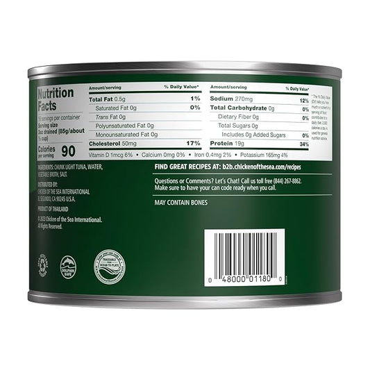 Chicken of the Sea Chunk Light Tonggol Tuna in Water, Wild Caught Tuna, Foodservice Size, 66.5 oz. Can (Pack of 6)