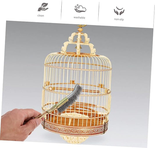 Angoily Cage Cleaner Cleaning Brush for Bird Cage 4 Pcs Birdcage Brush Bird Cage Pet Cage Cleaning Bird Brush Bird Cleaning Supplies Mini Steel Handle