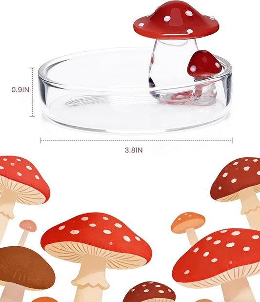 Niteangel Hamster Feeding & Water Bowls- Mushroom Ceramics Series Food Dish Feeding Bowls for Dwarf Syrian Hamsters Gerbils Mice Rats or Other Similar-Sized Small Pets (Feeding Bowl, Glass)