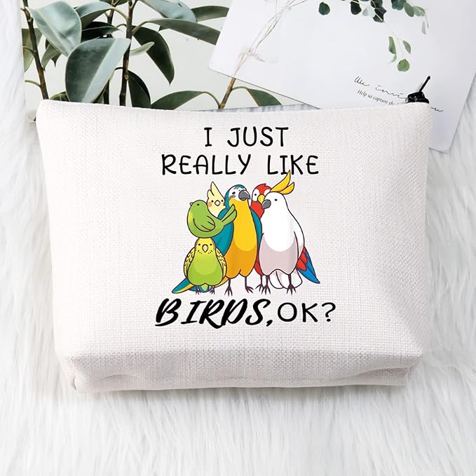 BDPWSS Parrots Makeup Bag For Women Parrots Lover Gift Bird Watching Cosmetic Bag i Just Really Like Birds Parrot Cockatoo Budgerigar Gift Ornithologist Gift (Just like birds)