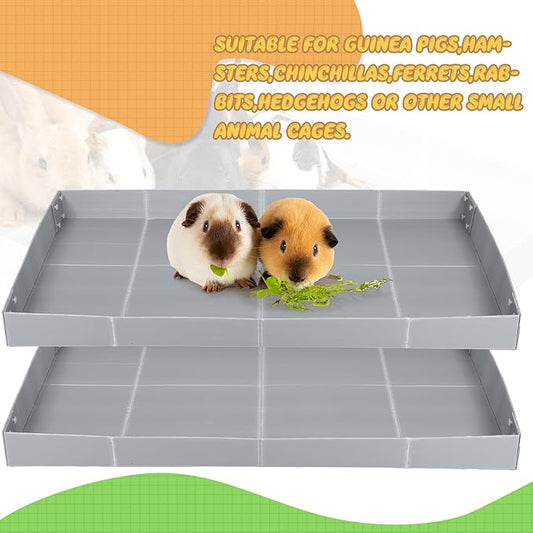Wenqik 2 Pcs Guinea Pig Cage Liner Corrugated Plastic Cage Liner Base 2 x 4 Panel Size for Small Animals Hedgehogs Rabbits Tray, 55 x 27 Inch (Grey)