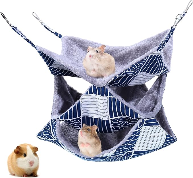 3 Tier Guinea Pig Cage Accessories,Ferret Rat Hammock, 13.7x13.7 Inches,Pet Cage Hanging Bunkbed Hammock for Small Animals, Guinea Pig, Ferret, Squirrel, Chinchilla, Rat,Parrot