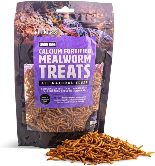 Fluker’s Grub Bag All Natural Calcium Fortified Mealworm Treats, Packed with Protein, Rich in Nutrients, A Reptile Favorite, 3 oz
