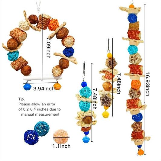 Parakeet Swing Toys,Bird Cage Hanging Chewing Toys,Natural Bird Parrot Foraging Toys for Budgerigar Conure Cockatiel Lovebirds Finches
