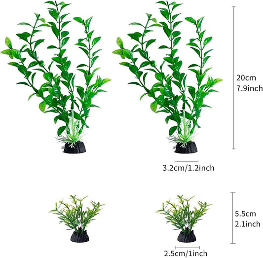 COMSUN 25 Pack Artificial Aquarium Plants, Small Size 4 inch Approximate Height Fish Tank Decorations Home Décor Plastic Red